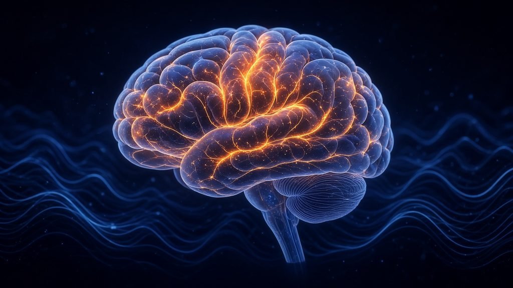 Cerebro humano iluminado por actividad neuronal durante el sueño